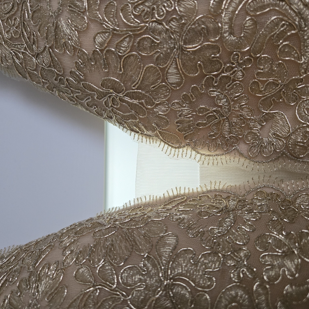 Gold Lace Maxi Evening Dress - Elegant V-Neck - Picture 9 of 12